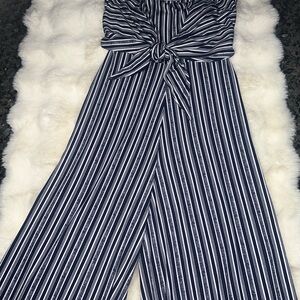 Striped Navy and White Jumpsuit